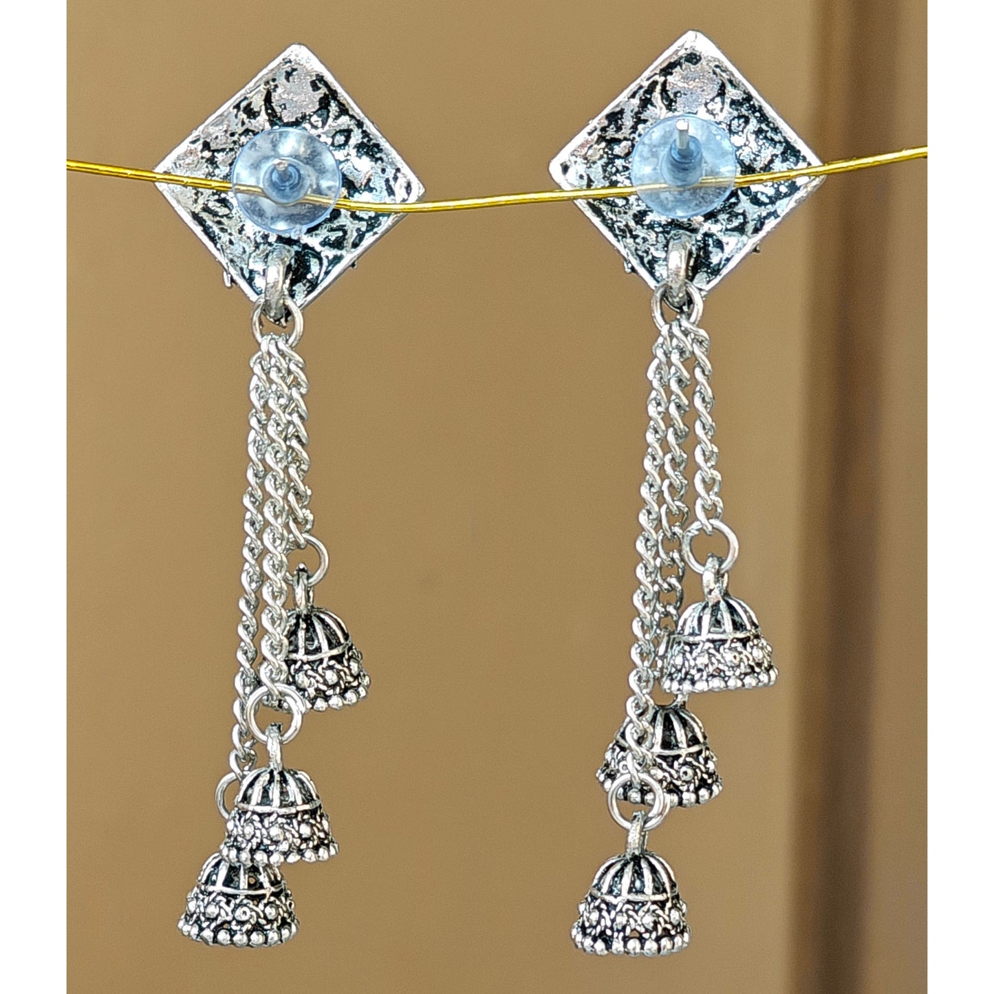Oxidized Square Latkan Jhumki