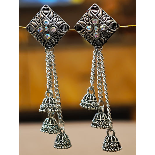 Oxidized Square Latkan Jhumki