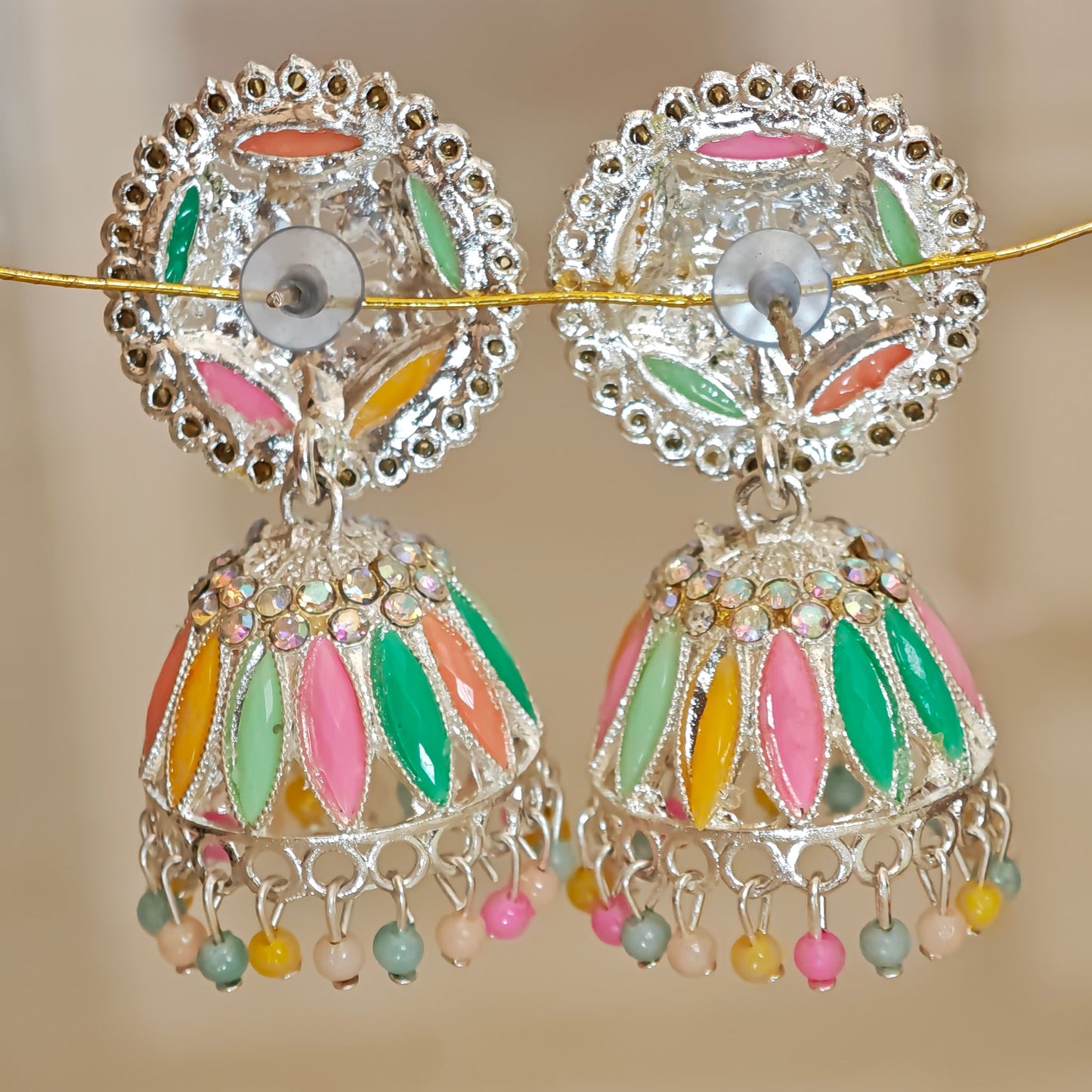Pastel Silver Toned Jhumki