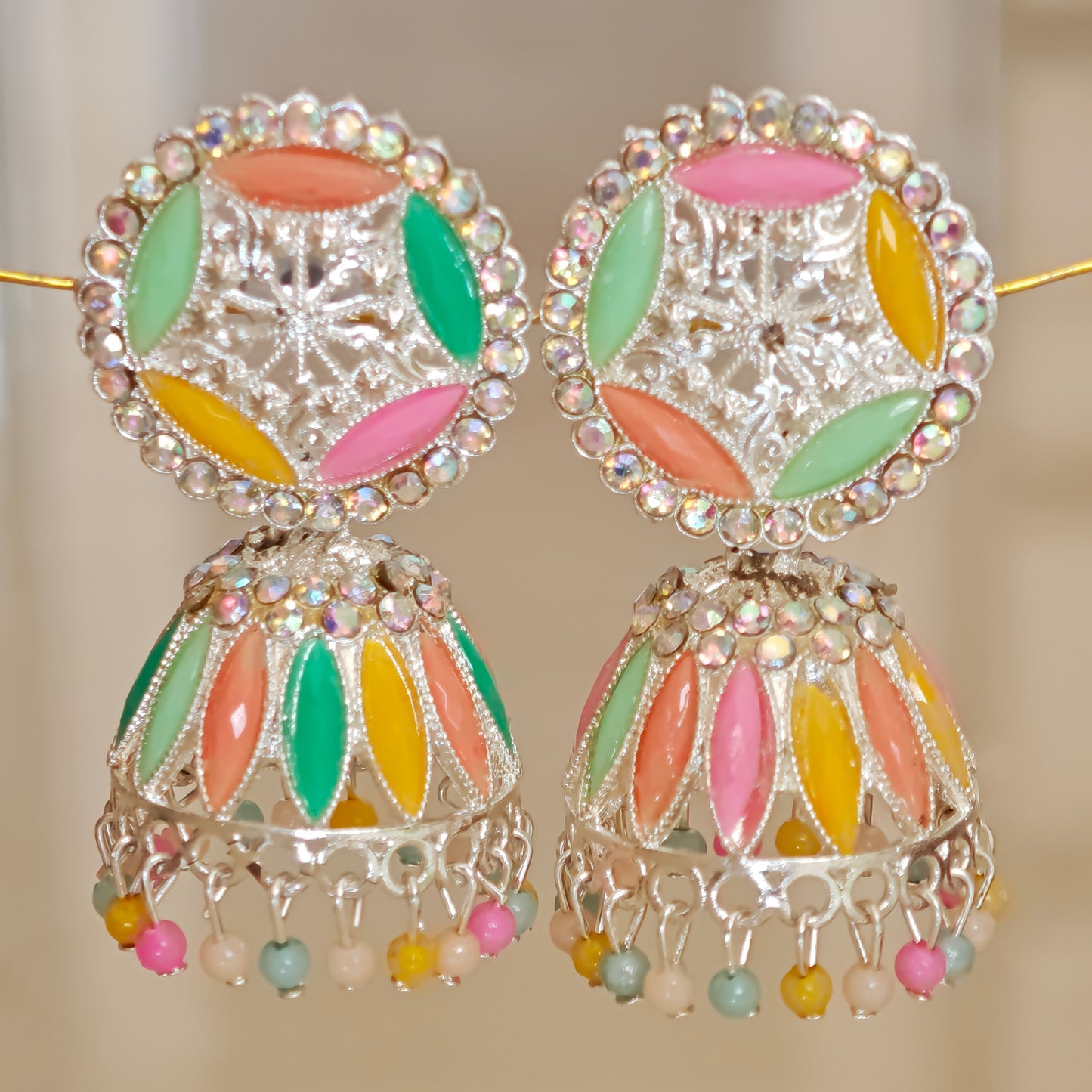 Pastel Silver Toned Jhumki
