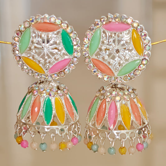Pastel Silver Toned Jhumki