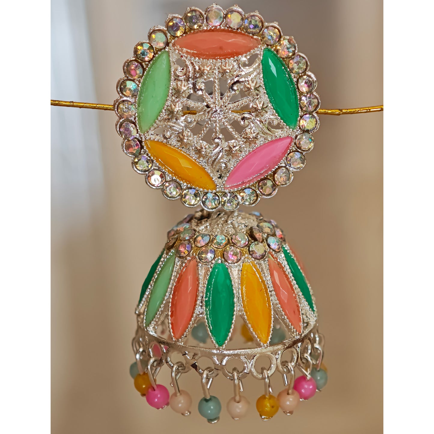 Pastel Silver Toned Jhumki