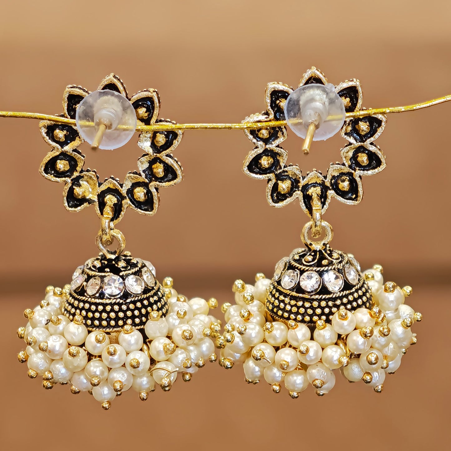 Pearl Cluster Floral Stud Jhumki