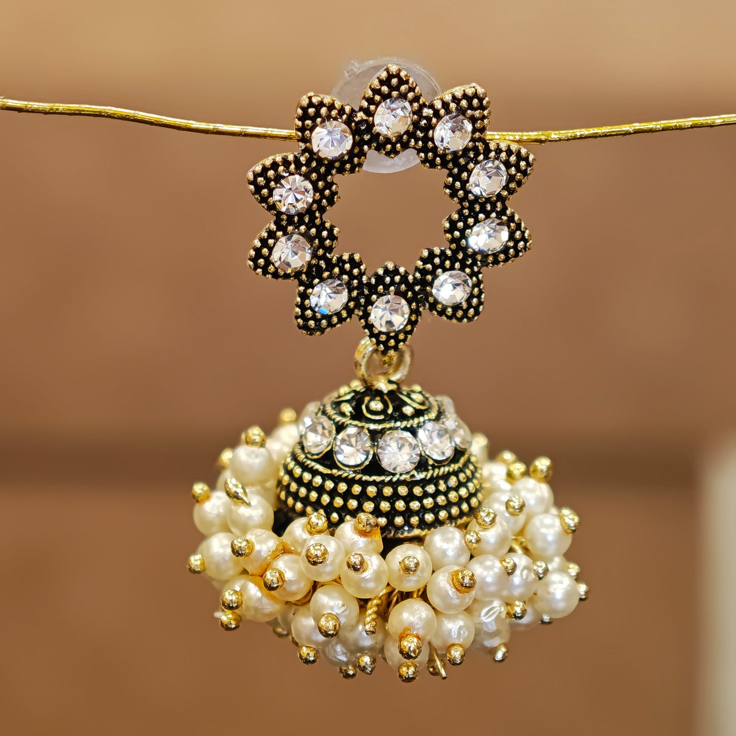 Pearl Cluster Floral Stud Jhumki