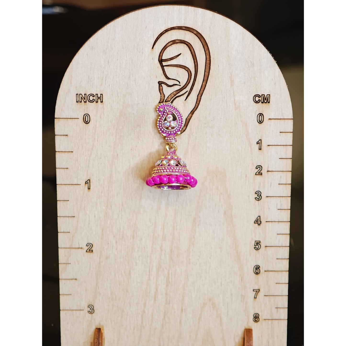 Pink Beaded Keri Small Jhumki