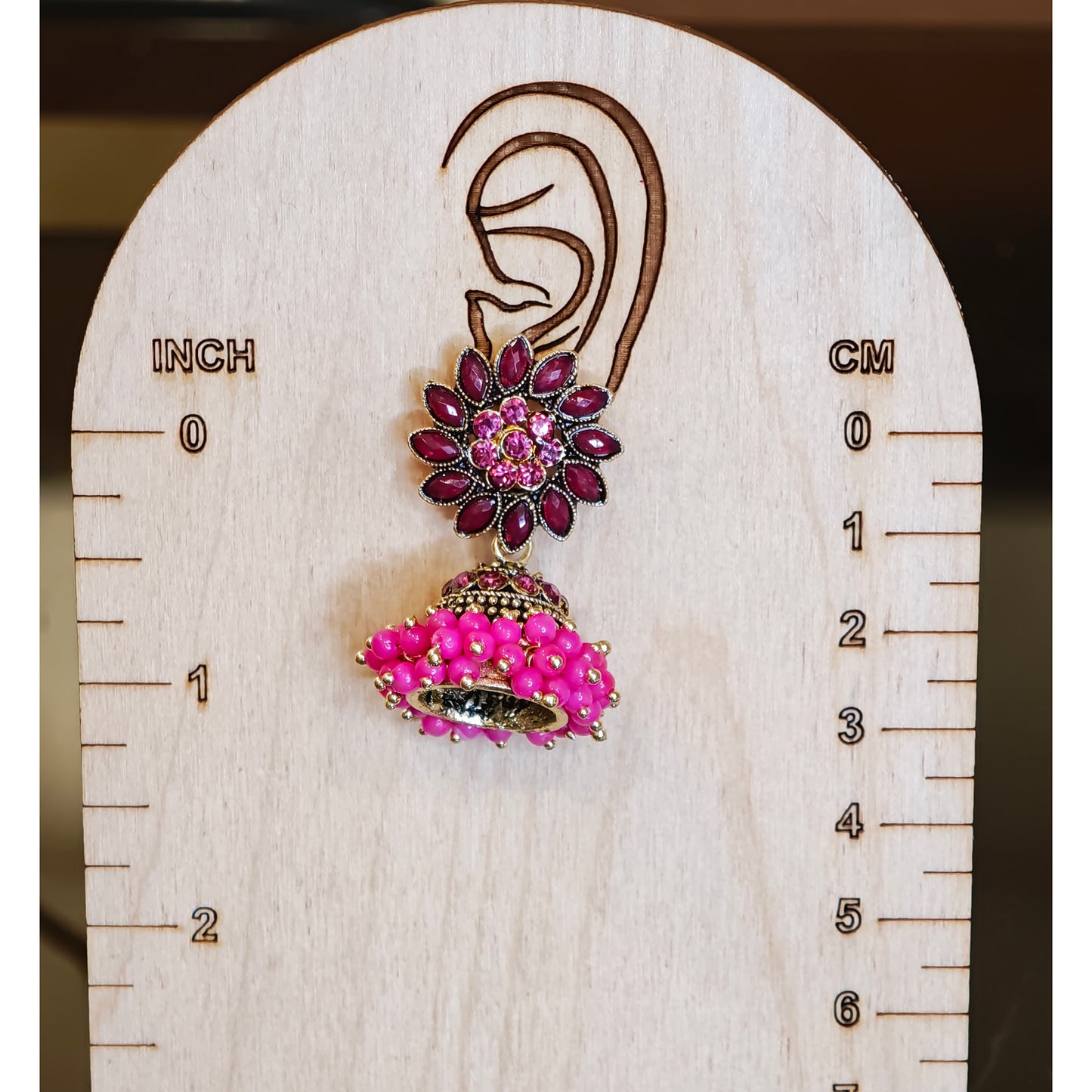 Pink Floral Cluster Jhumki
