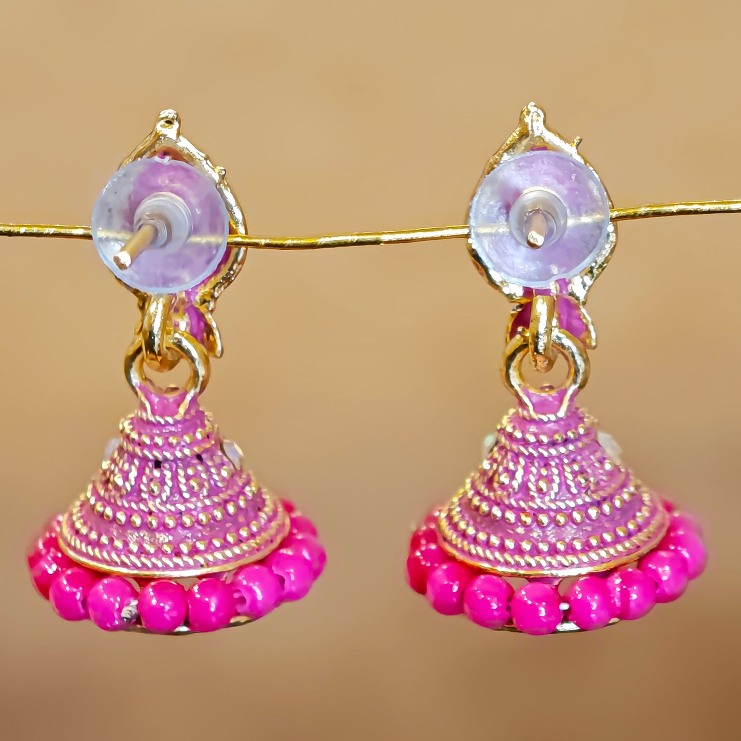 Pink Leaf Shaped Jhumki