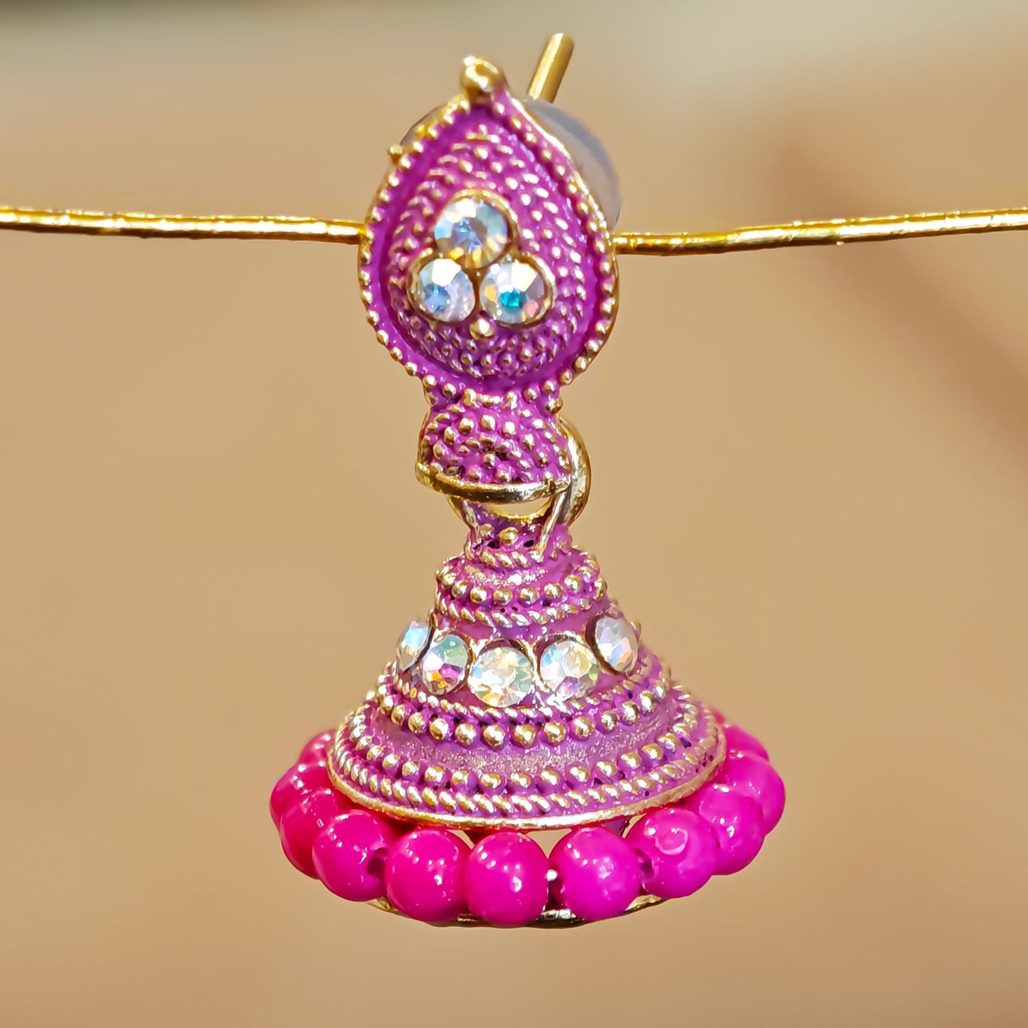 Pink Leaf Shaped Jhumki