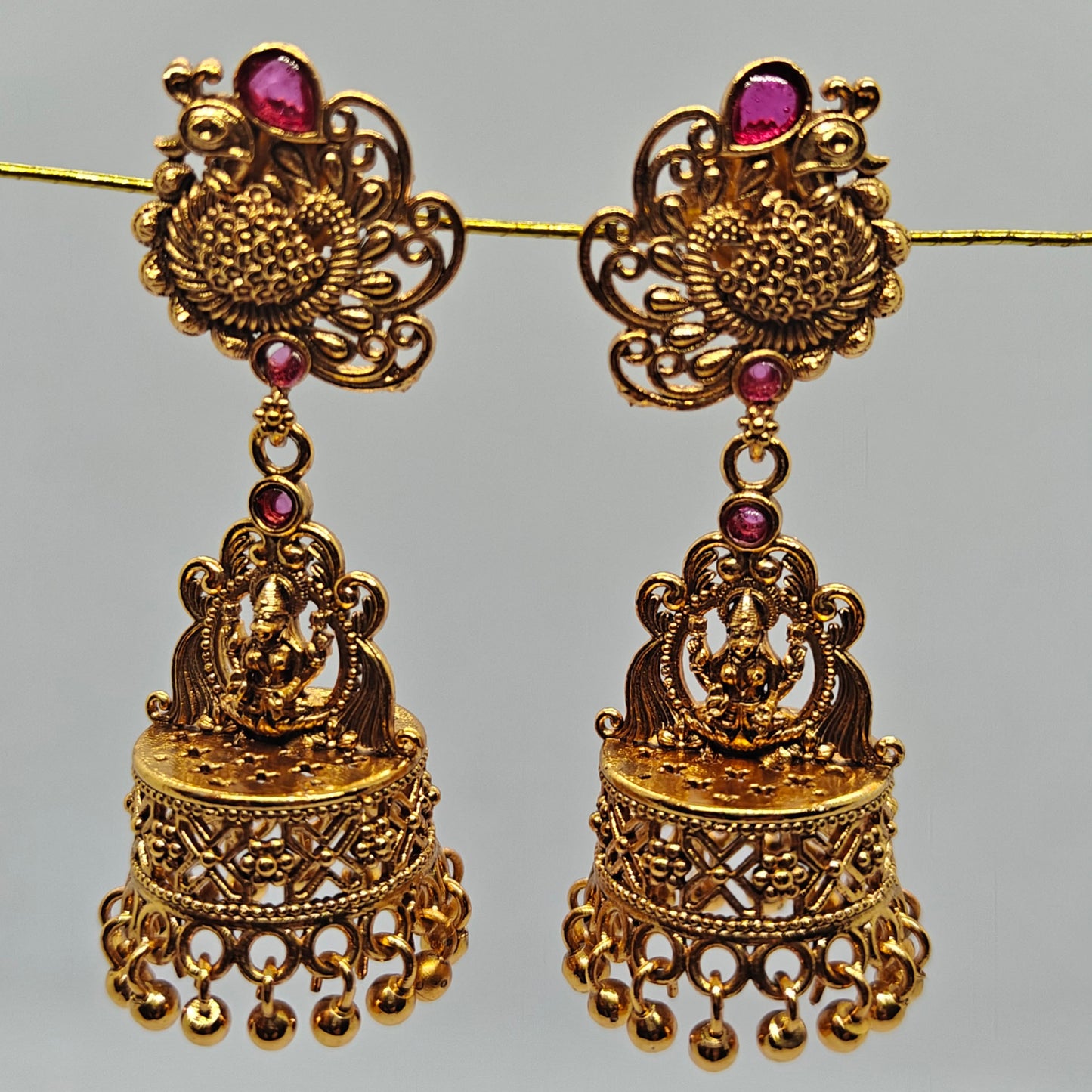 Pink Peacock Temple Jhumki