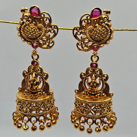 Pink Peacock Temple Jhumki