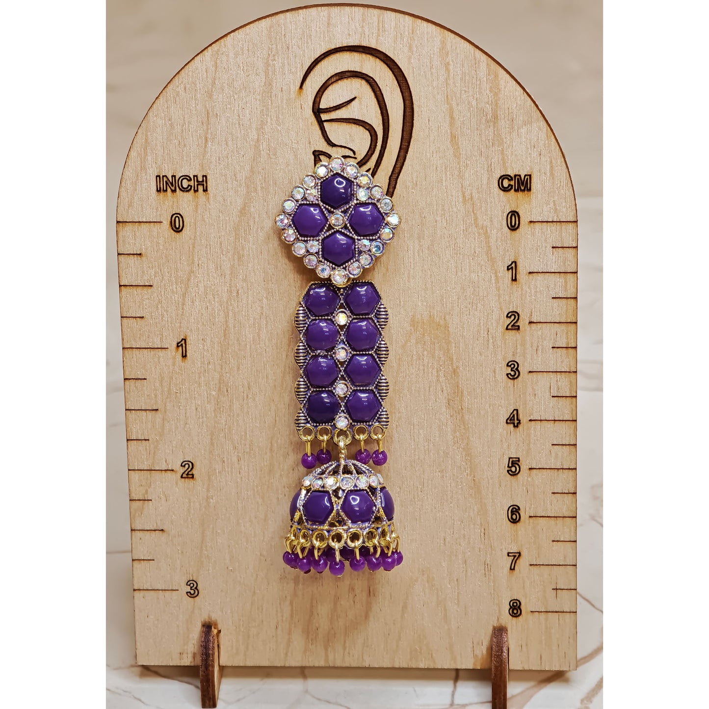 Purple Long Stone Jhumki