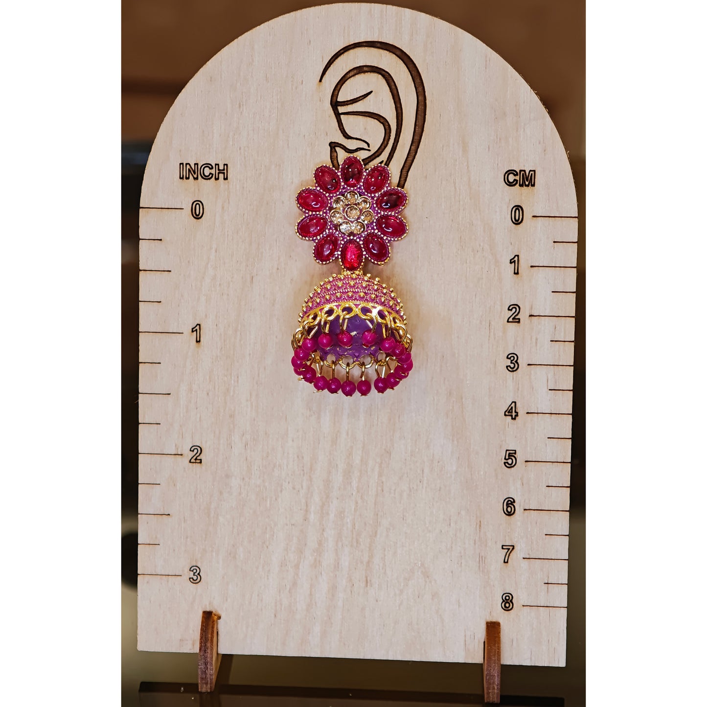 Rani Pink Floral Top Dome Jhumki