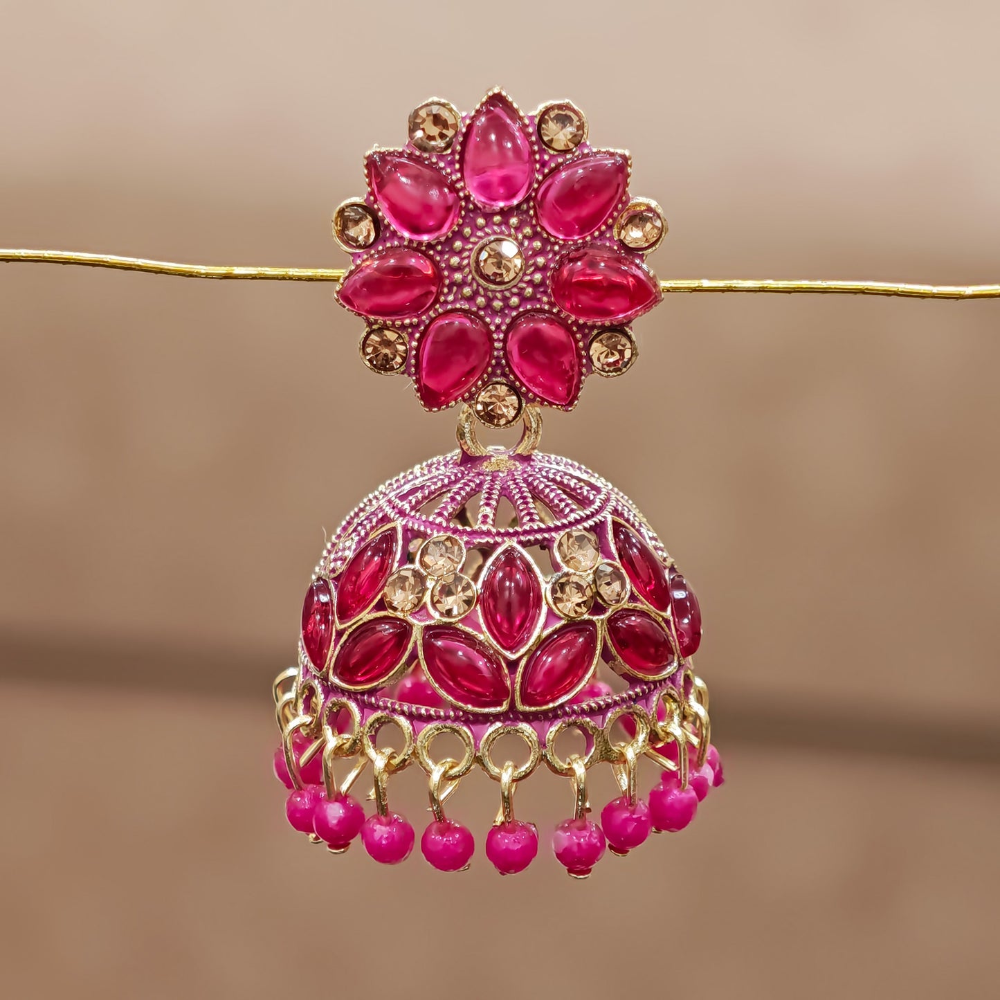 Rani Pink Floral Top Jaali Jhumki