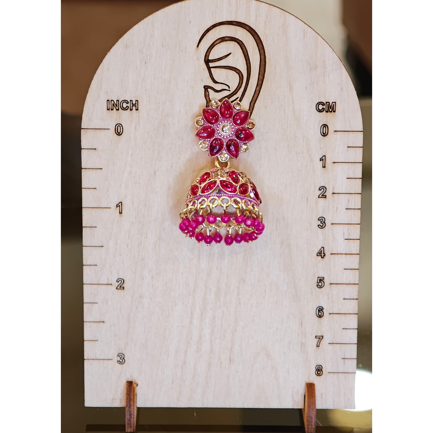 Rani Pink Floral Top Jaali Jhumki
