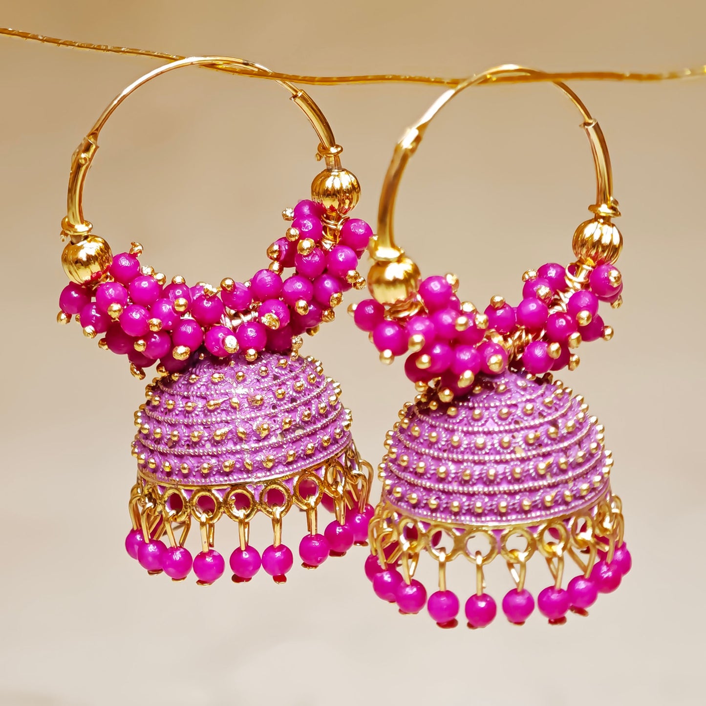 Rani Pink Medium Hoop Jhumki