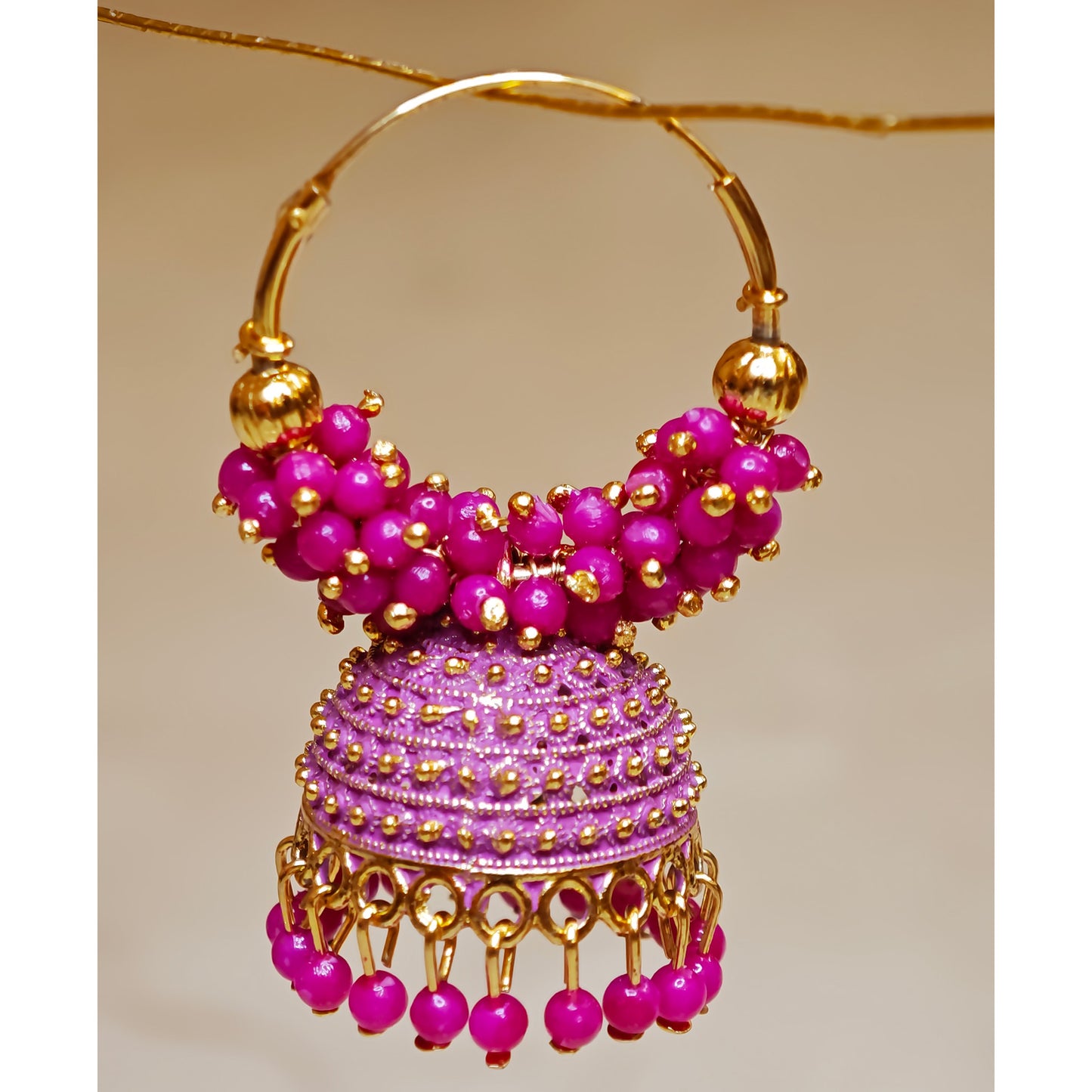 Rani Pink Medium Hoop Jhumki