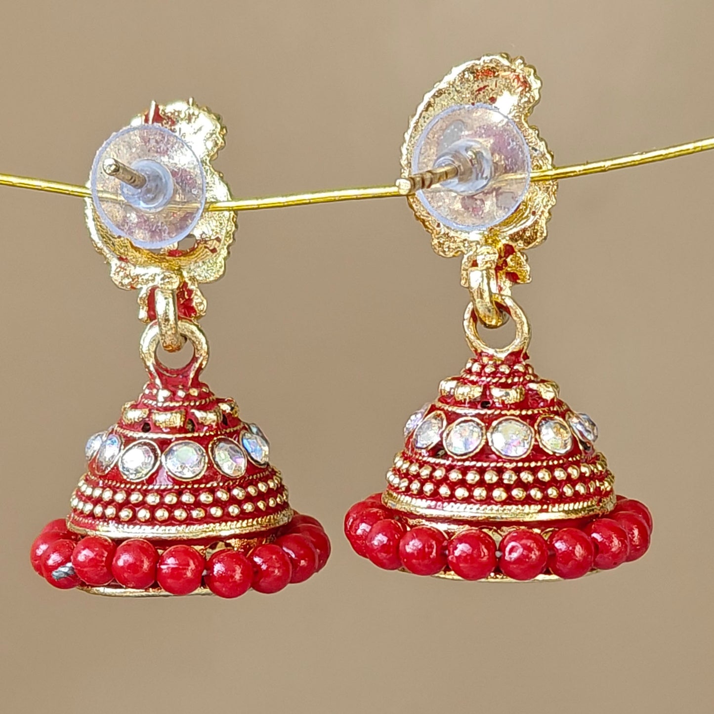 Red Beaded Keri Small Jhumki
