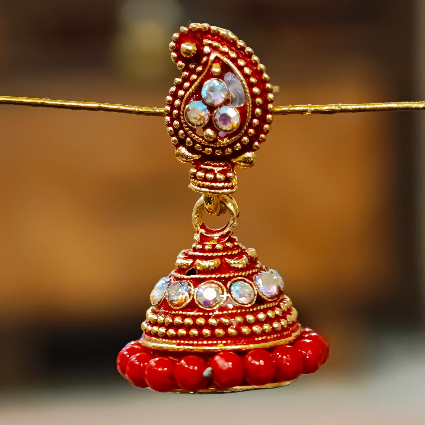 Red Beaded Keri Small Jhumki