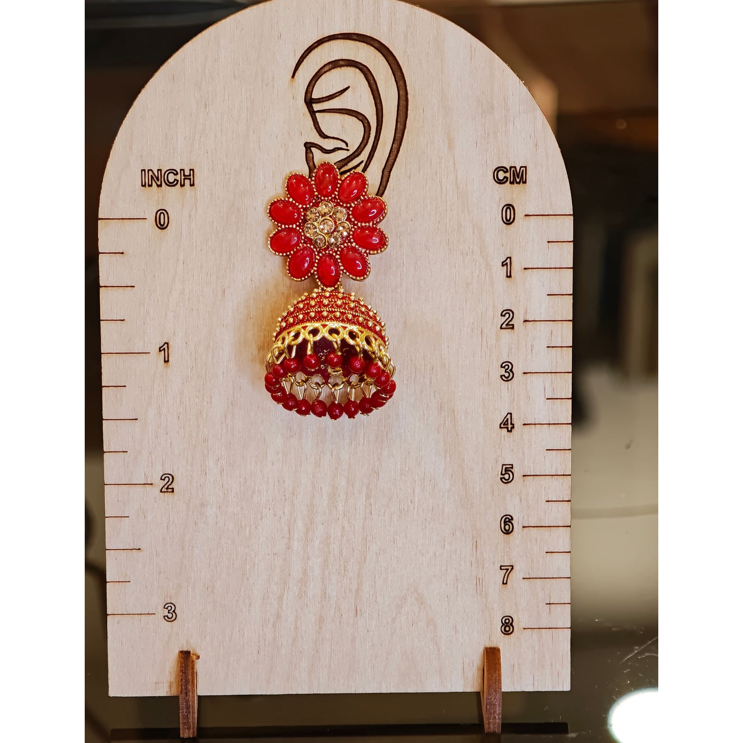 Red Floral Top Dome Jhumki