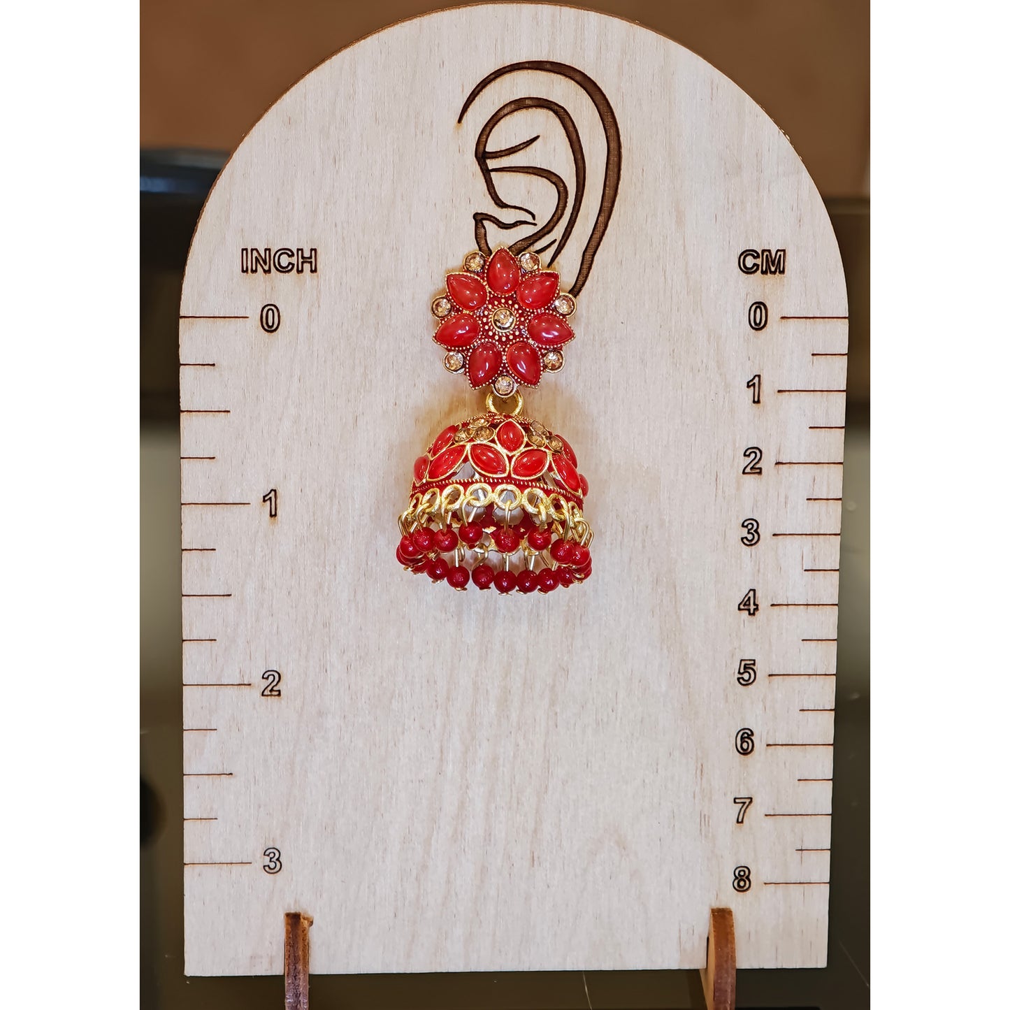 Red Floral Top Jaali Jhumki