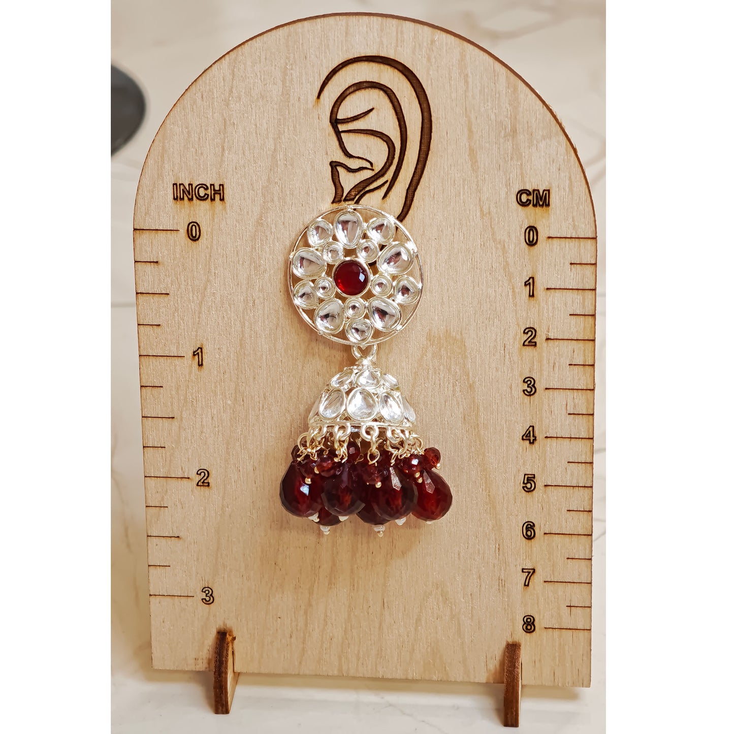 Red Floral Kundan Jhumki