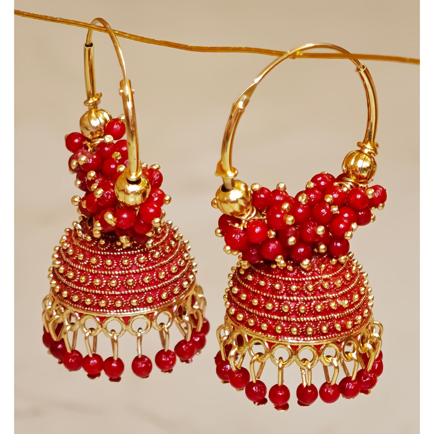Red Medium Hoop Jhumki