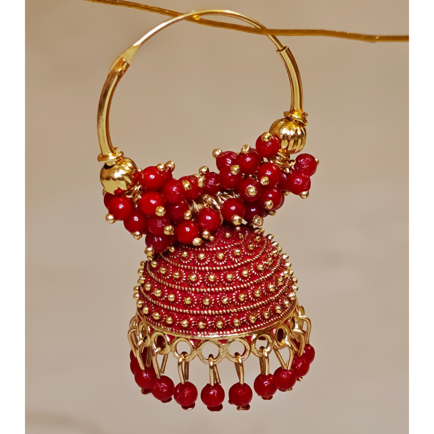 Red Medium Hoop Jhumki