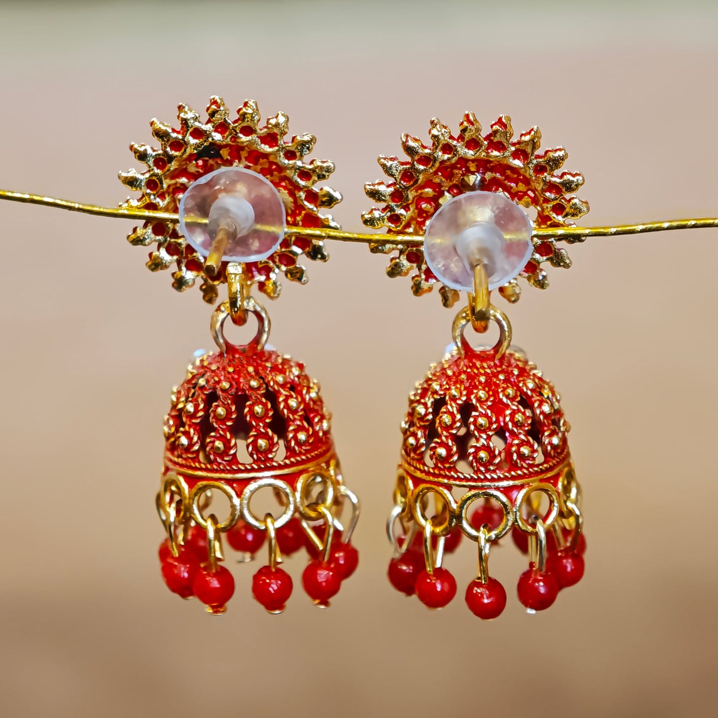 Red Round Top Small Jhumki