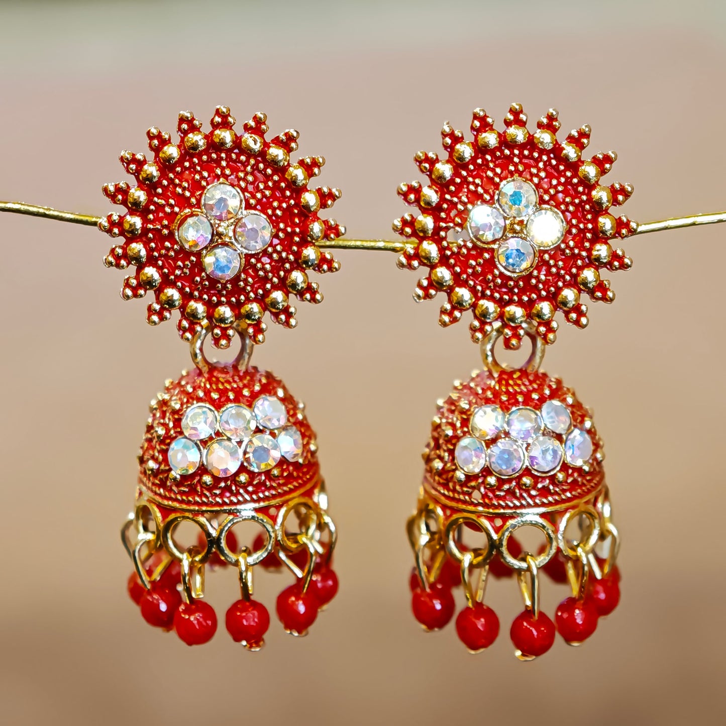 Red Round Top Small Jhumki