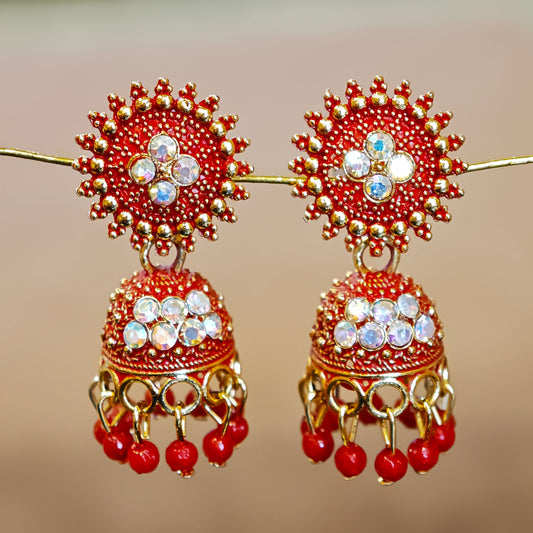 Red Round Top Small Jhumki