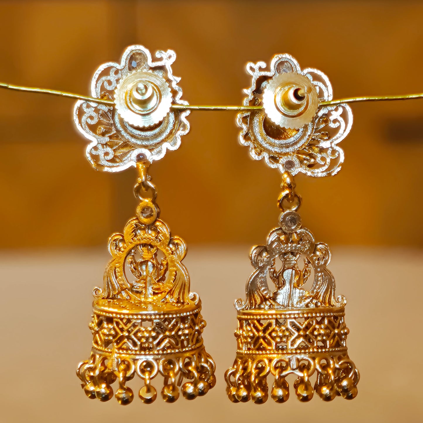 Rosegold Peacock Temple Jhumki