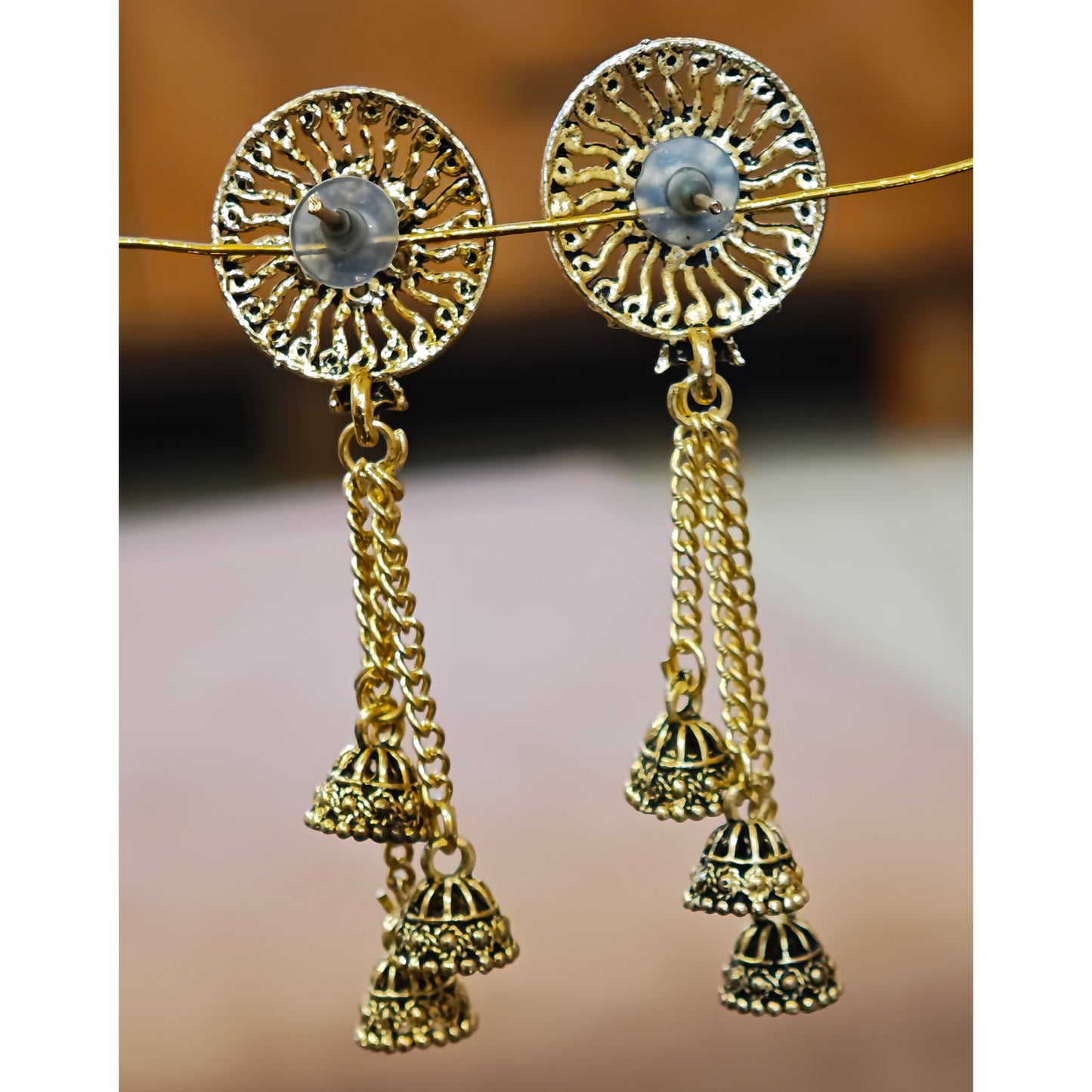 Round Floral Latkan Small Jhumki