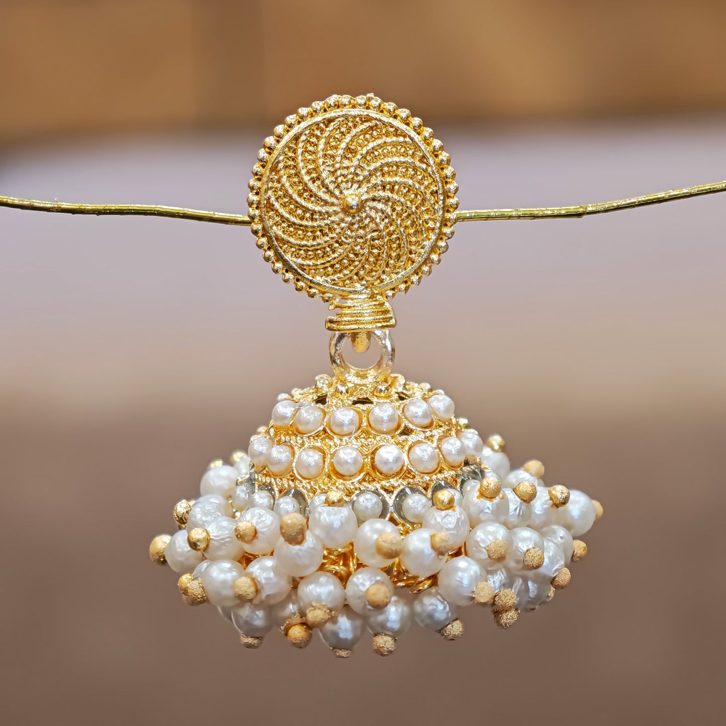 Round Top Golden Cluster Jhumki