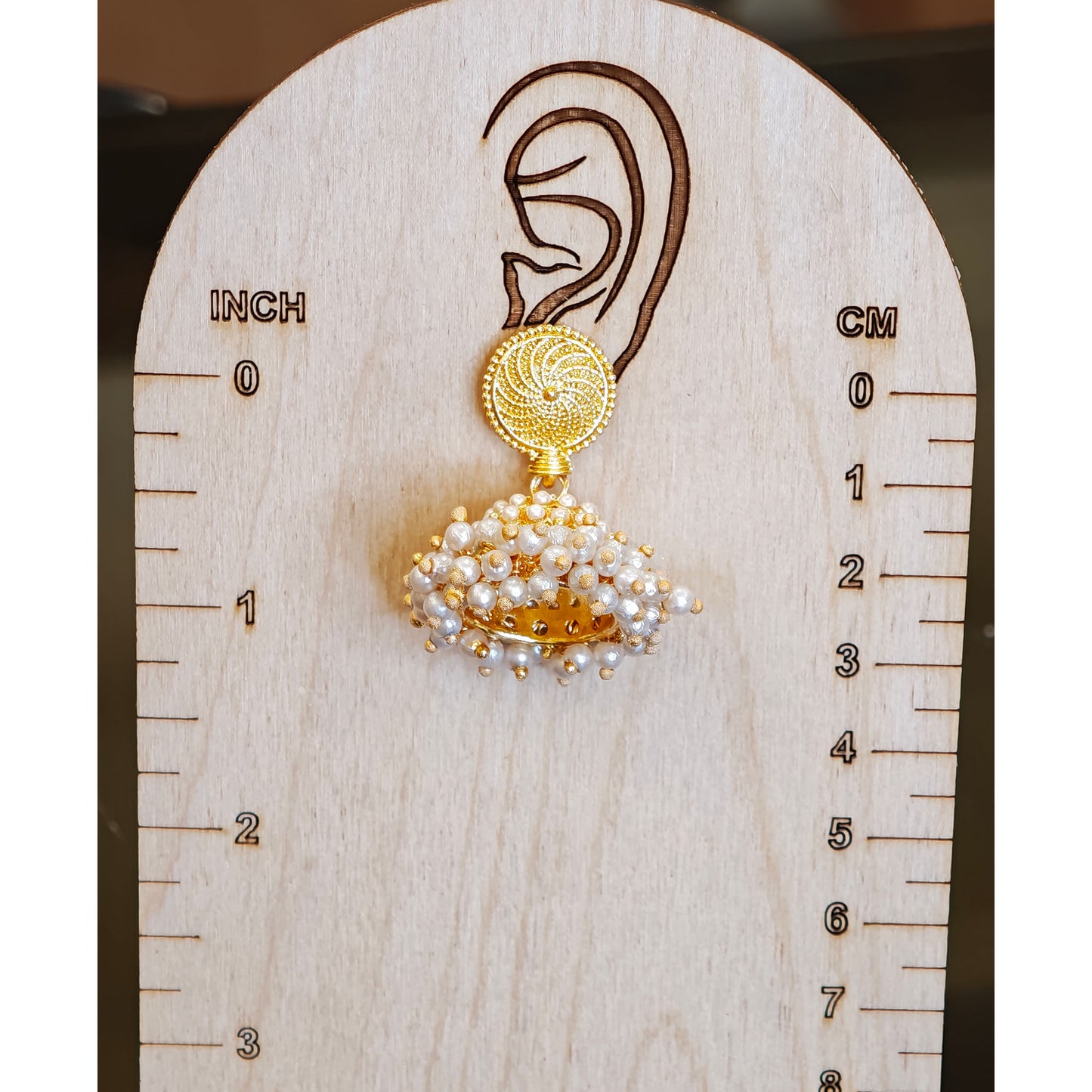 Round Top Golden Cluster Jhumki