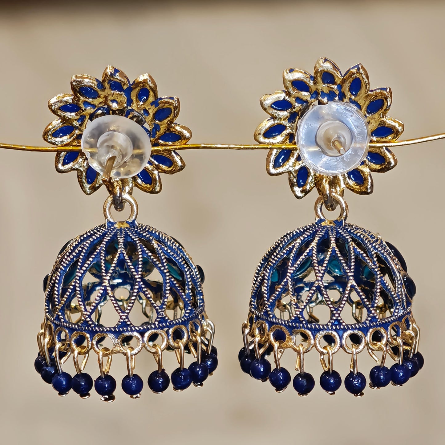 Royal Blue Floral Top Jaali Jhumki