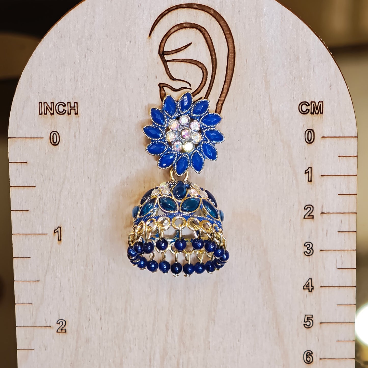 Royal Blue Floral Top Jaali Jhumki