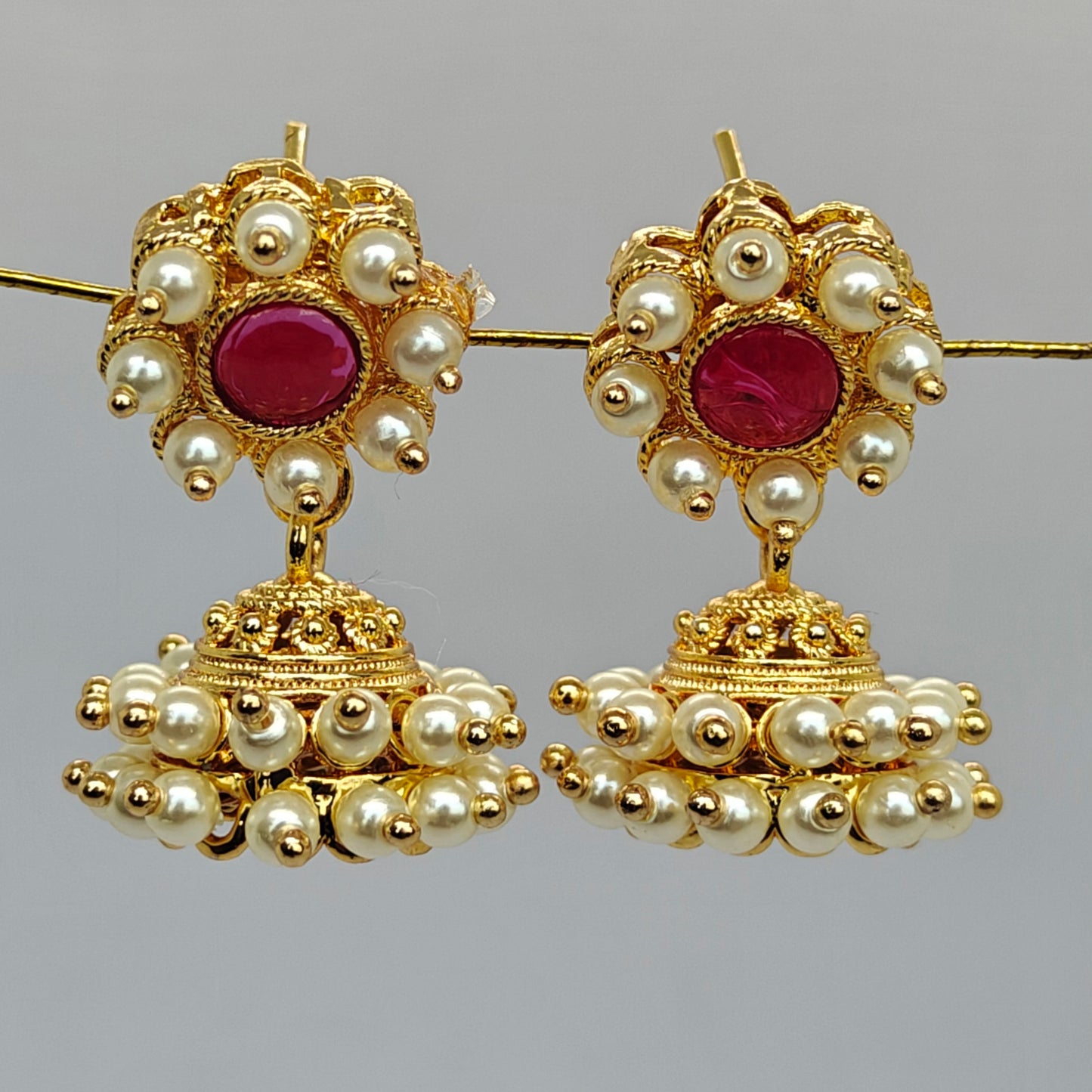 South Indian Floral Pearl Jhumki