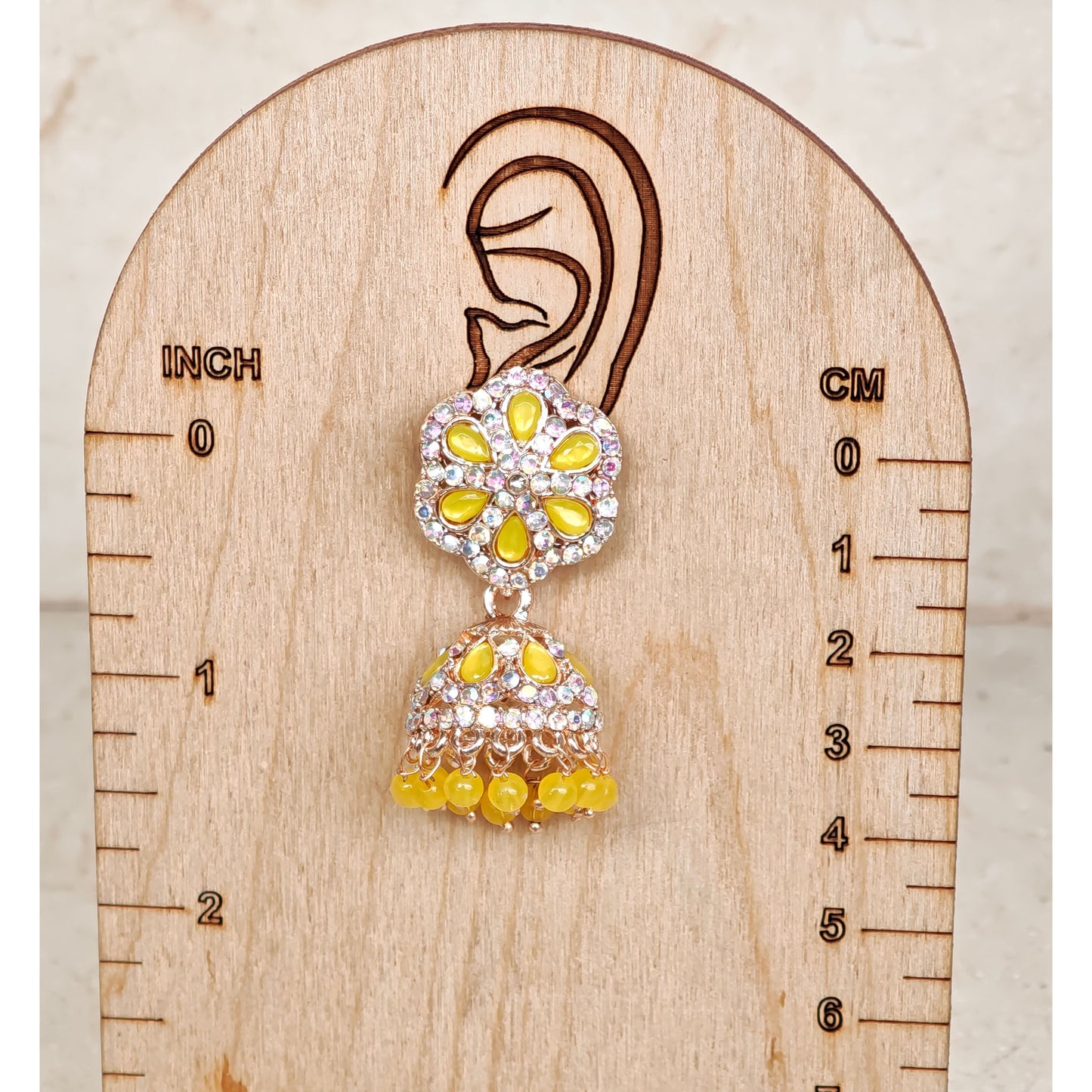 Yellow Kundan Stones Jhumki