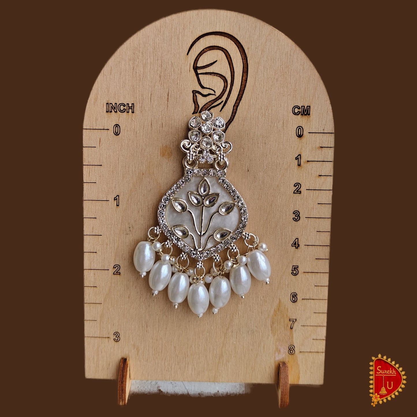 Pearl Leaf Drop Floral Chandbalis