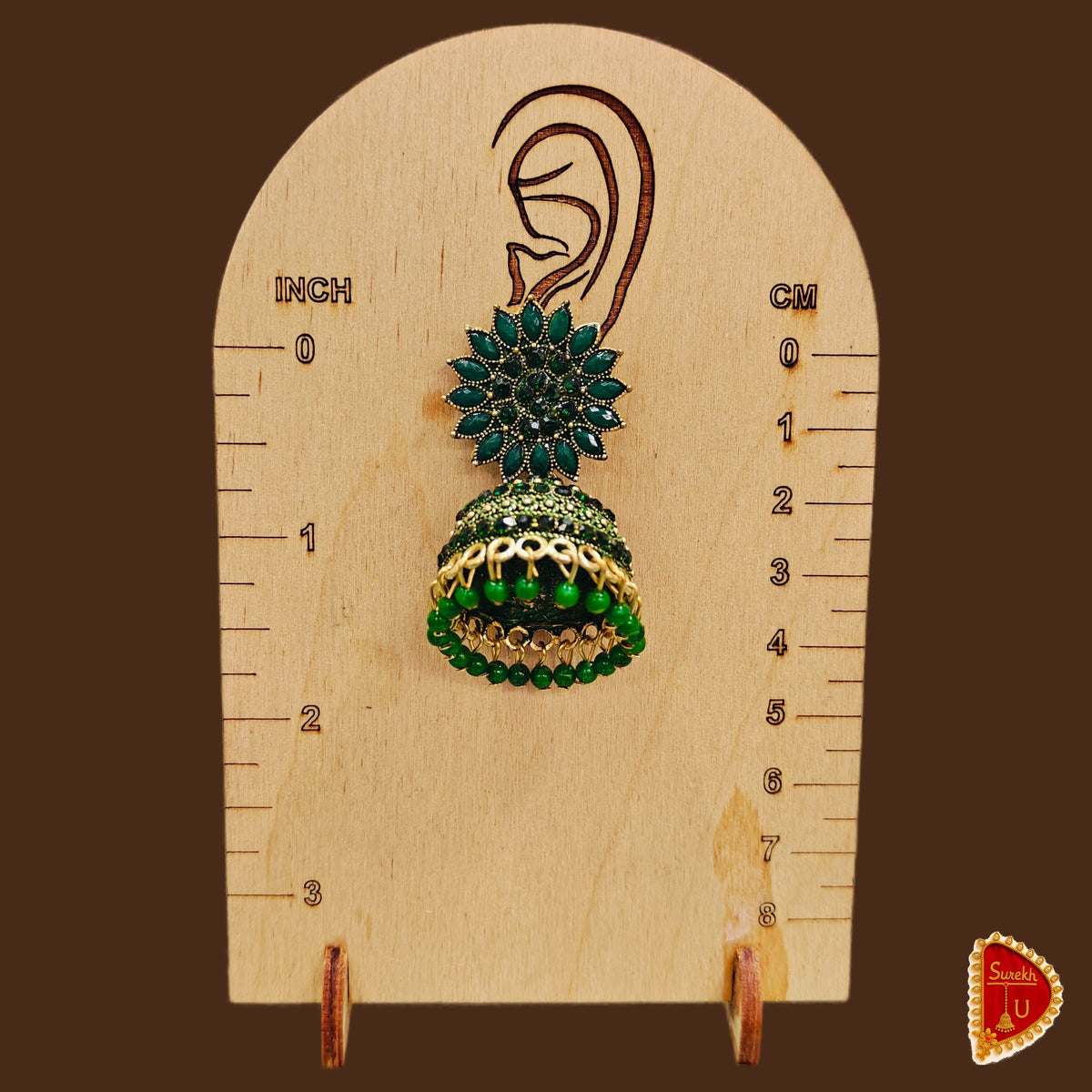 Bottle Green Floral Base Jhumki